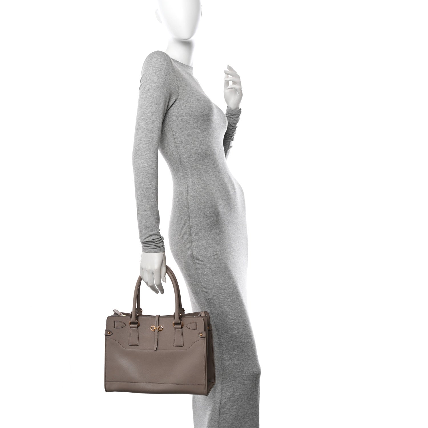 Salvatore Ferragamo Printed Calfskin Briana Tote Grey 2 of 12