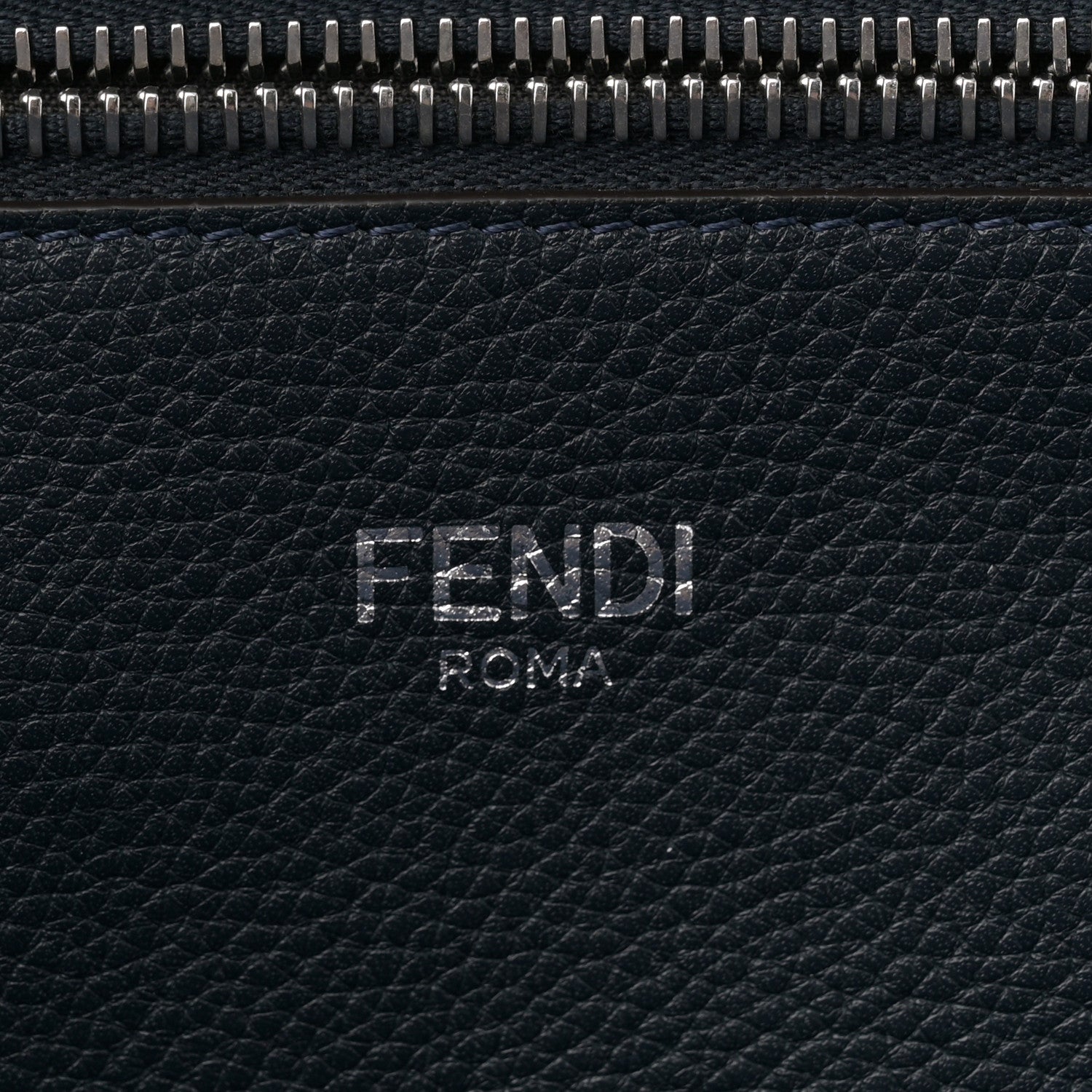 Fendi Pequin Vitello Logo Shopper Tote Blue 6 of 12