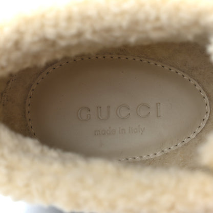 Gucci Calfskin Faux Shearling Studded Victor Ankle Boots 36 Black Mystic White 7 of 7