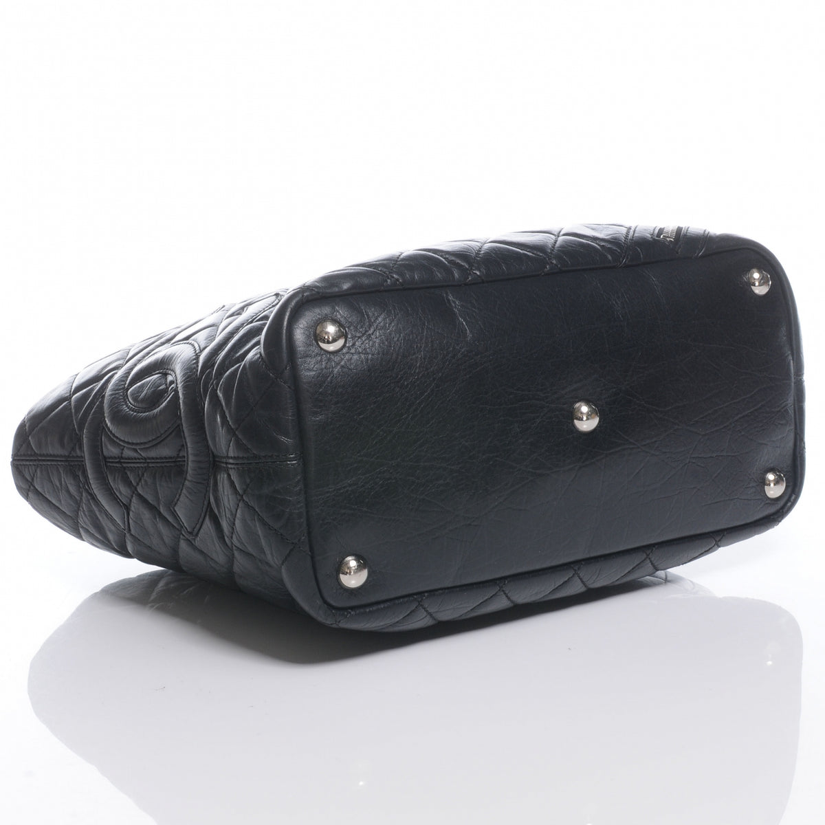 Leather Quilted Cotton Club Tote Black