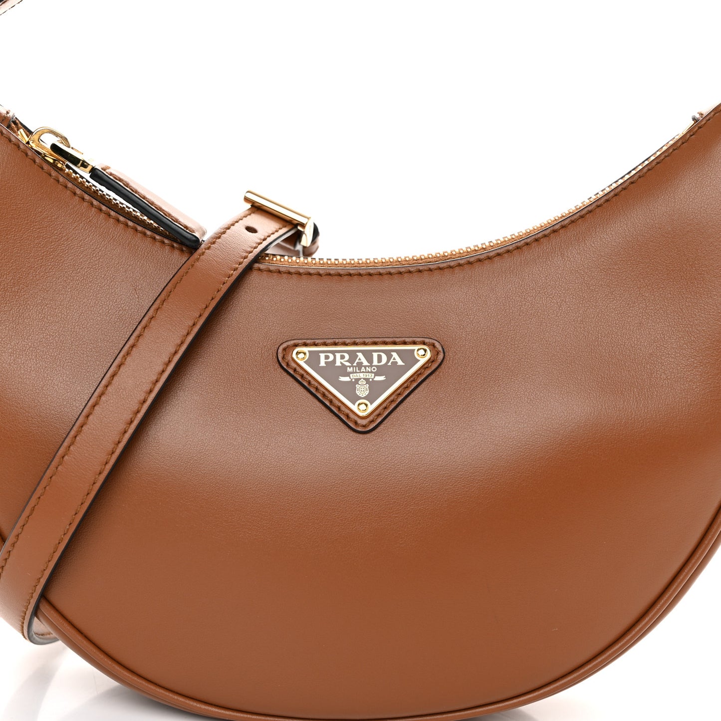 Soft Calfskin Arque Shoulder Bag Cognac
