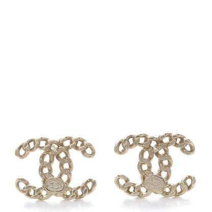Chanel Metal Chain Link CC Earrings Gold 3 of 6