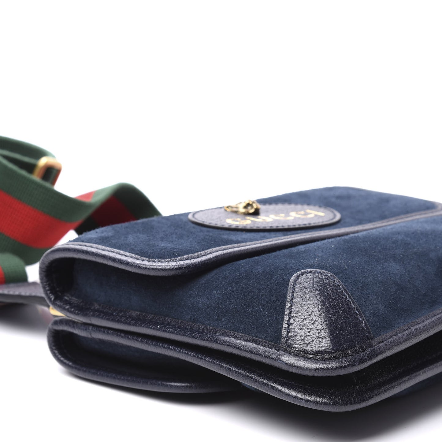 Suede Web Small Neo Vintage Double Flap Messenger Bag Blue