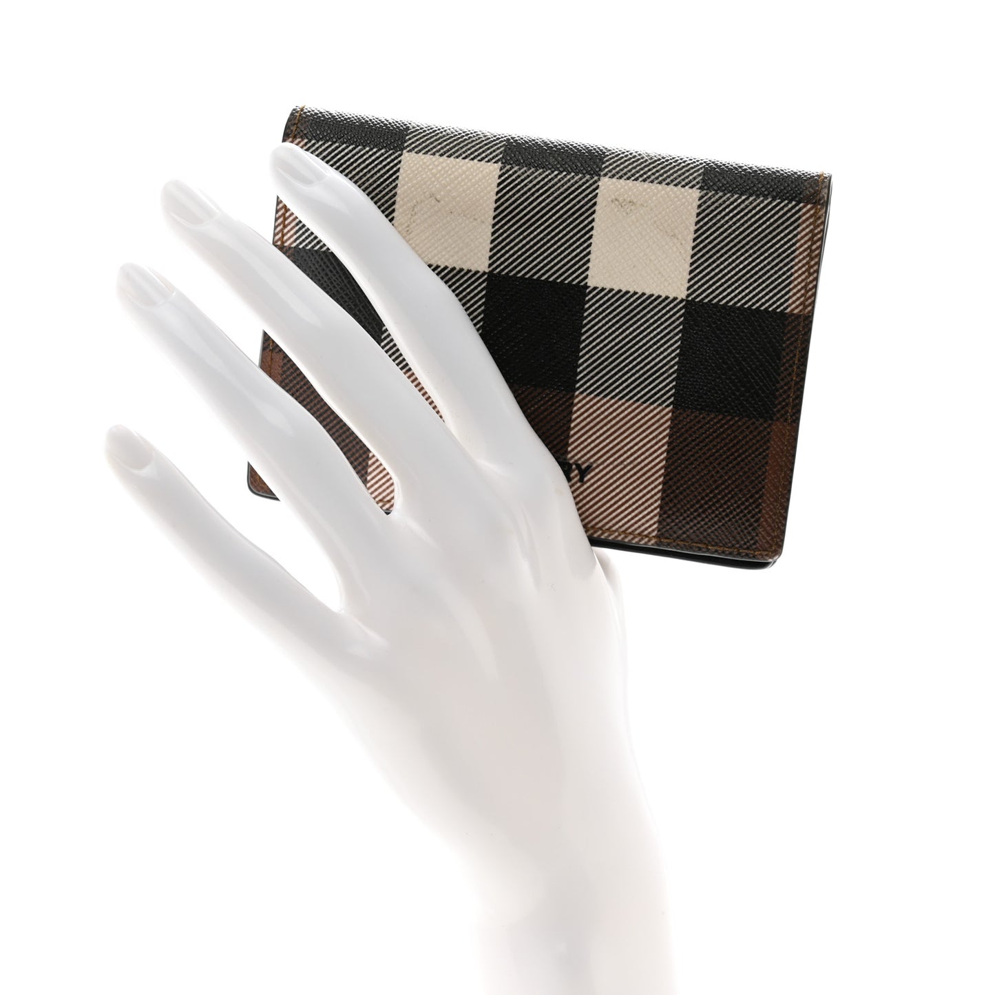 E-Canvas Giant Check Flint Card Case Dark Birch Brown