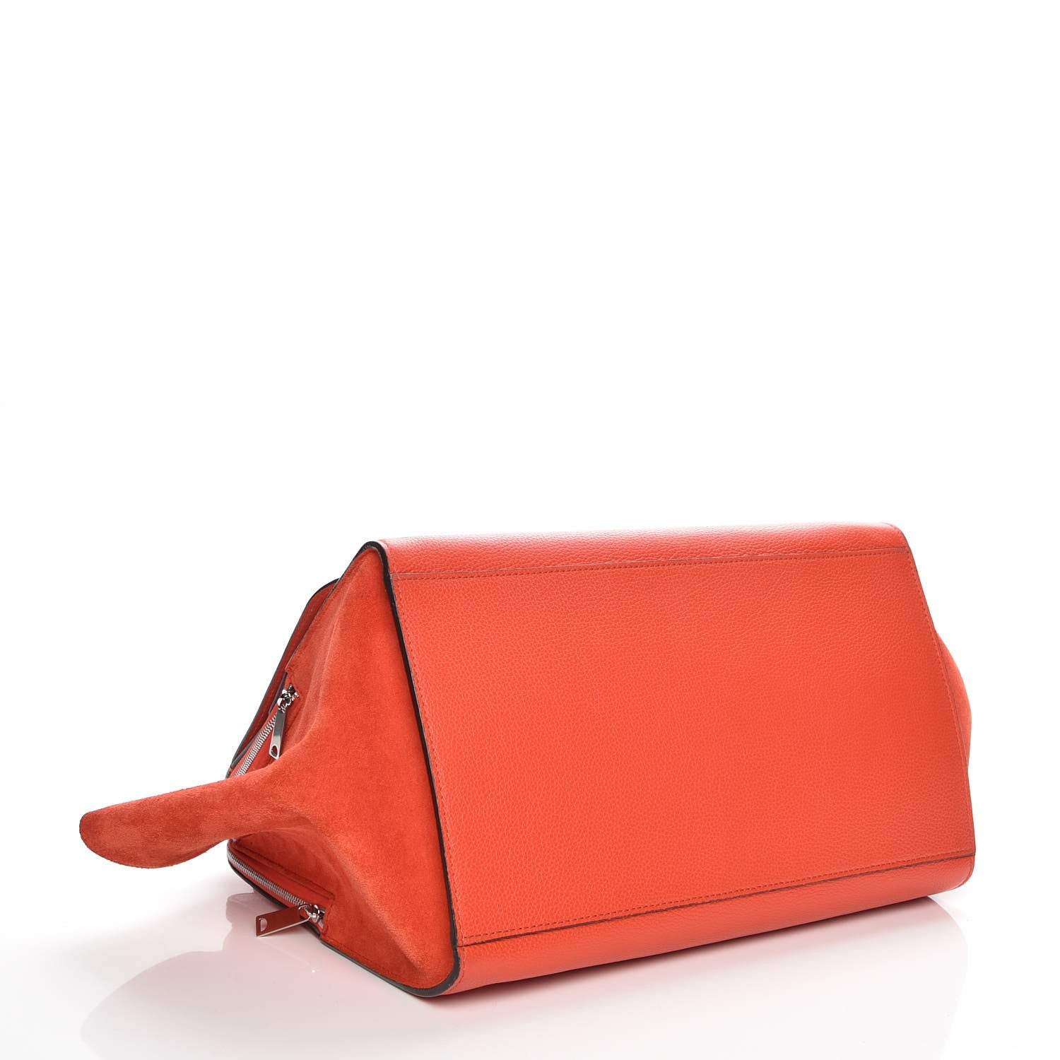 Celine Drummed Calfskin Suede Double Zip Trapeze Vermillion 4 of 9