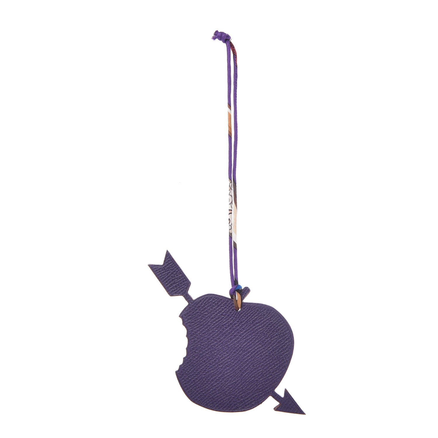 Hermes Togo Epsom Apple Arrow Petit H Bag Charm Chocolate Iris 1 of 3