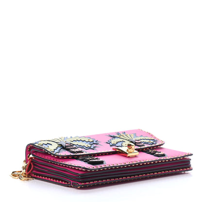 Valentino Garavani Calfskin Palm Trees Rockstud Cabana Shoulder Bag Deep Cyclamin 3 of 4