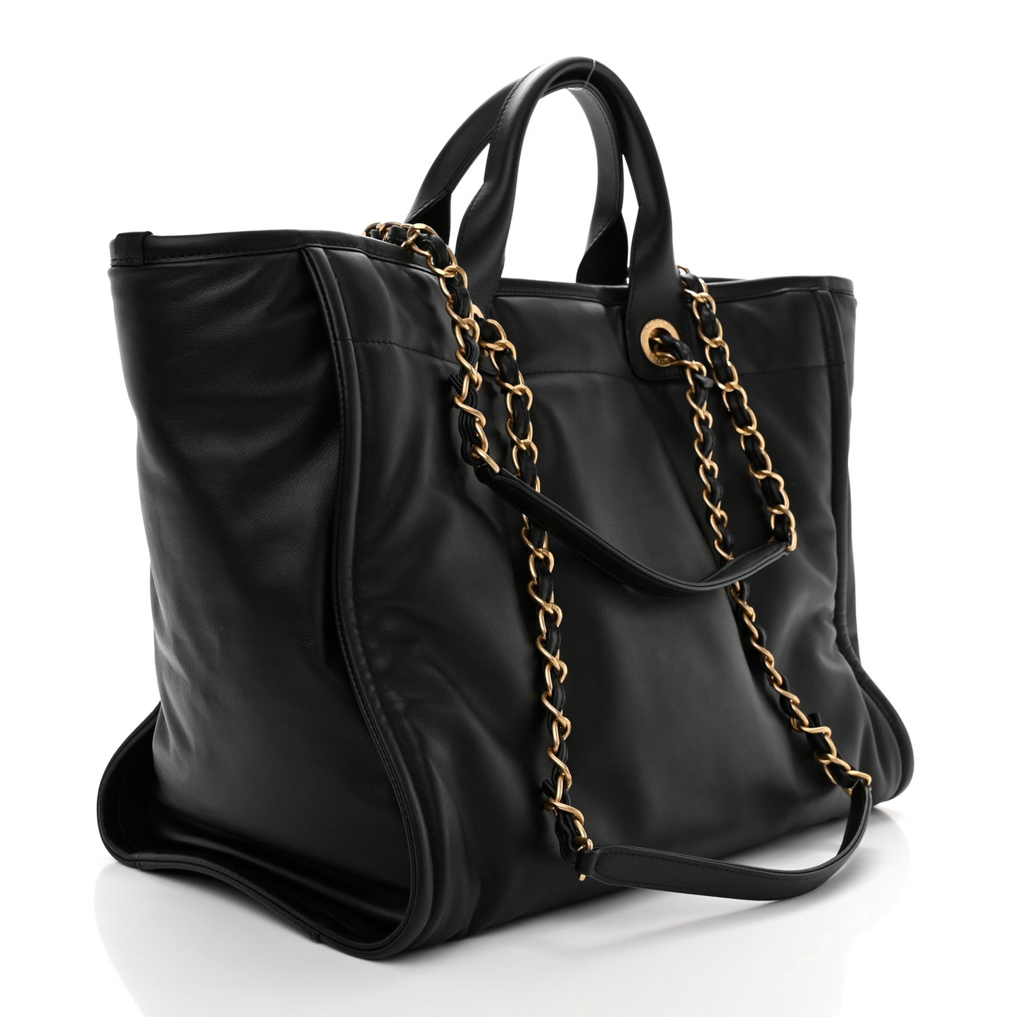 Calfskin Embossed Medium Deauville Tote Black