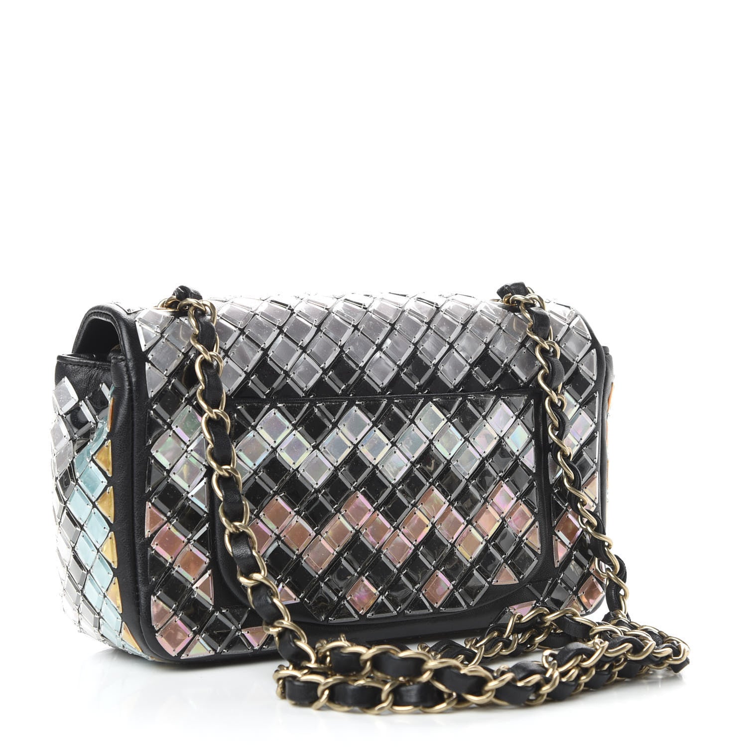 Chanel Lambskin Mosaic Small Flap Black Gold Light Blue 3 of 9