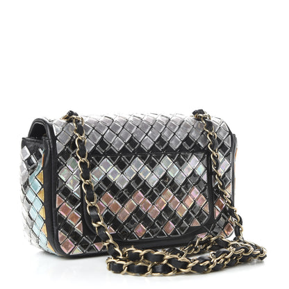 Chanel Lambskin Mosaic Small Flap Black Gold Light Blue 3 of 9