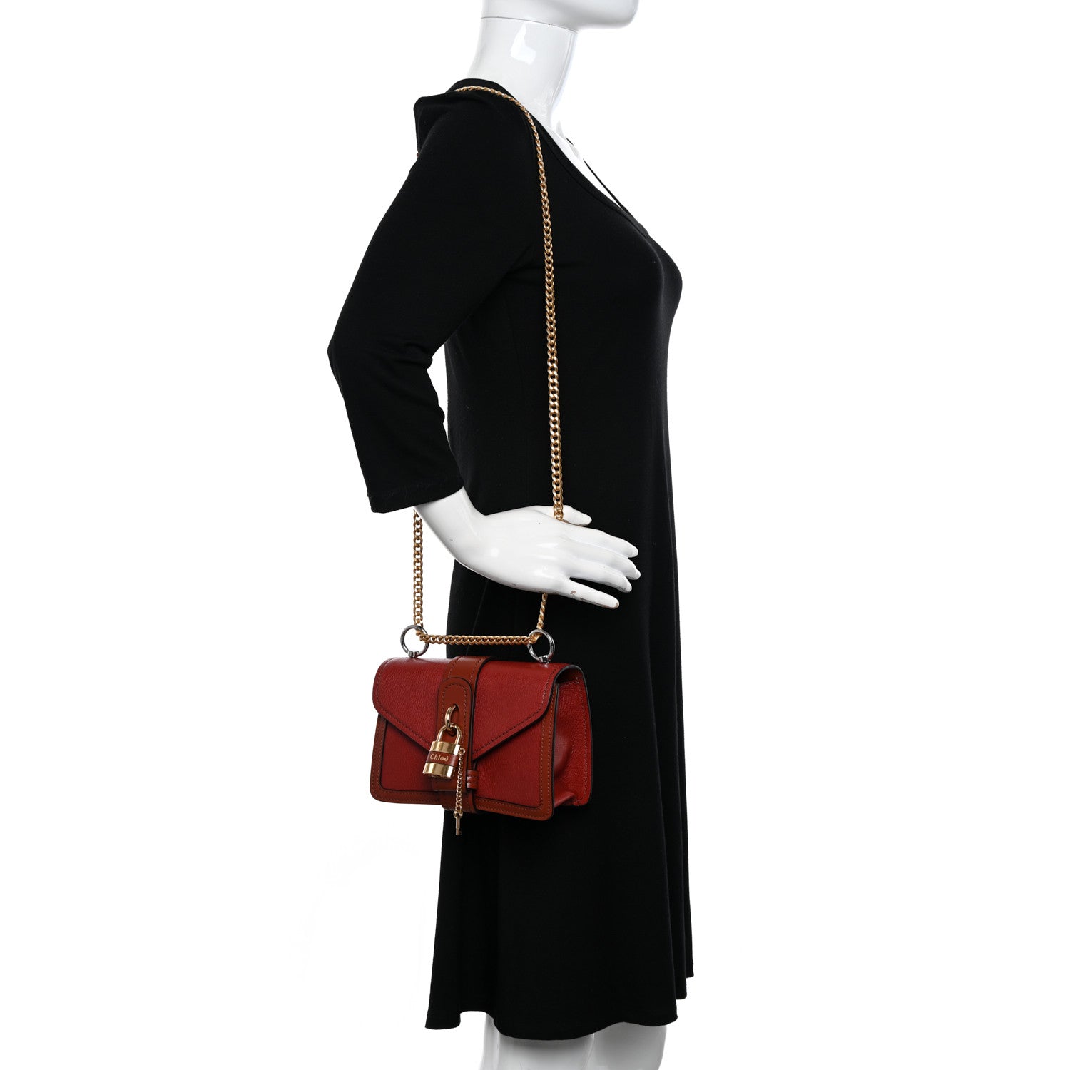 Chloe Shiny Goatskin Calfskin Mini Aby Chain Shoulder Bag Sepia Brown 2 of 12
