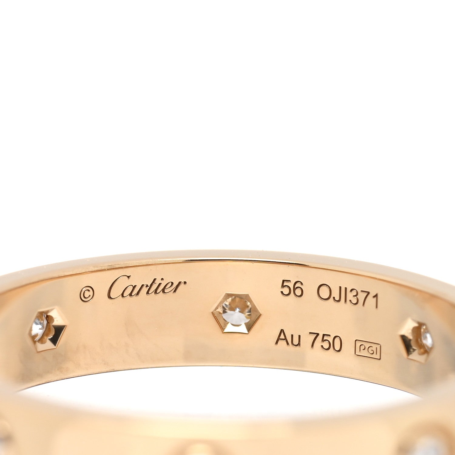 Cartier 18K Yellow Gold 8 Diamond 4mm LOVE Wedding Band Ring 56 7.5 5 of 5