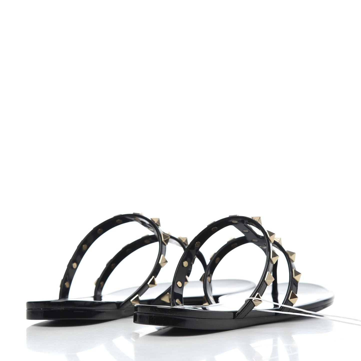 PVC Jelly Rockstud Caged Flat Thong Sandals 37 Black