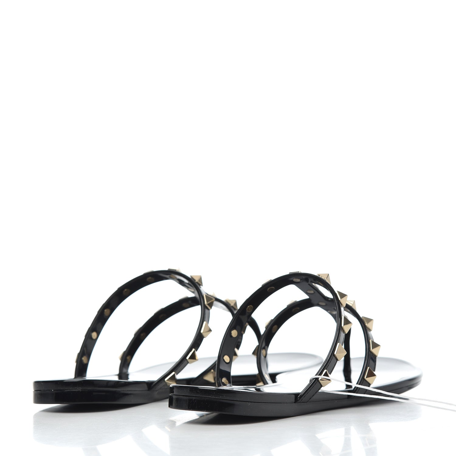 Valentino Garavani PVC Jelly Rockstud Caged Flat Thong Sandals 37 Black 4 of 8