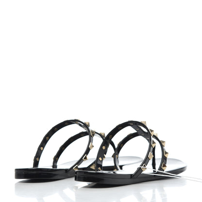 Valentino Garavani PVC Jelly Rockstud Caged Flat Thong Sandals 37 Black 4 of 8