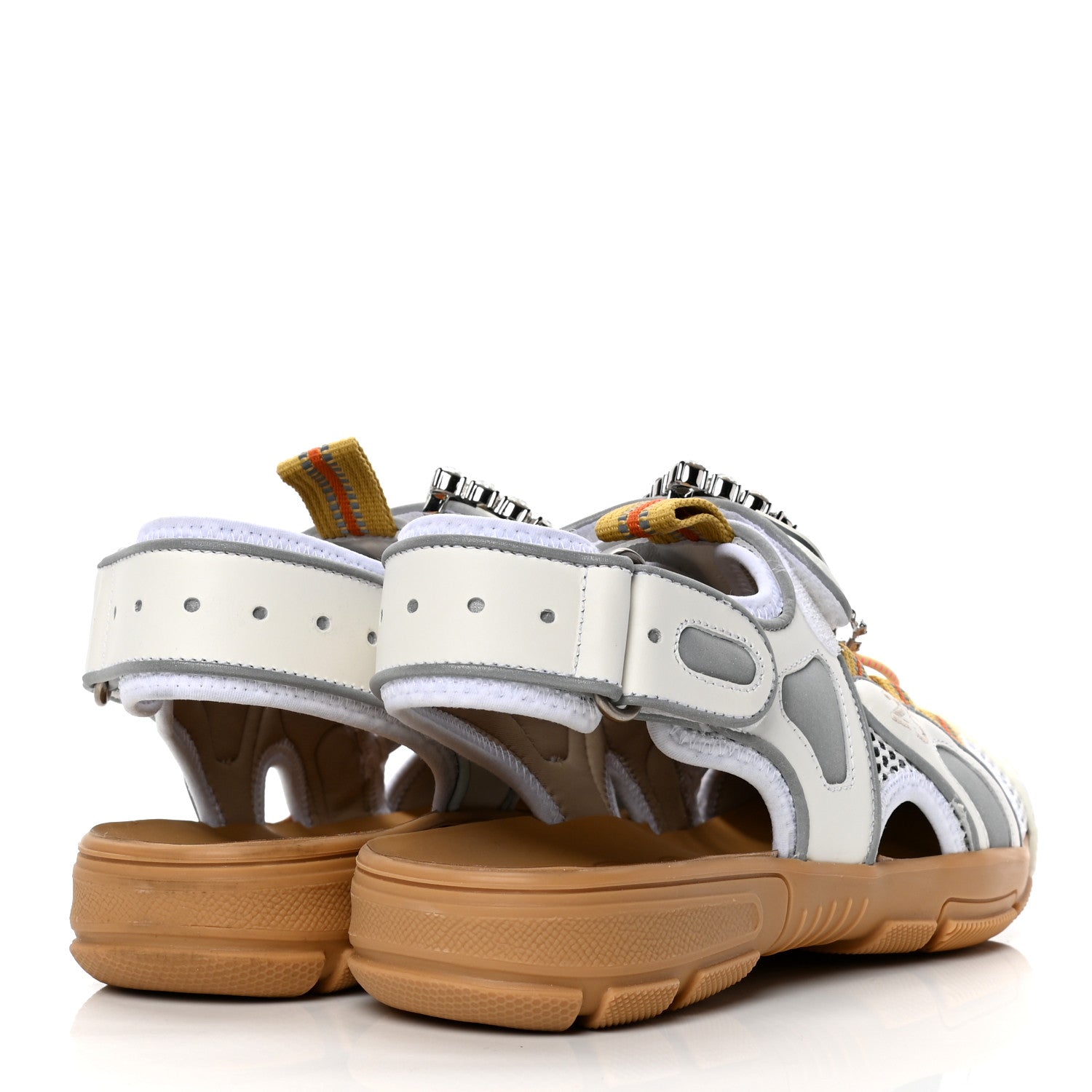 Gucci Mesh Fabric Tinsel Sport Sandals 35.5 White Silver 3 of 4