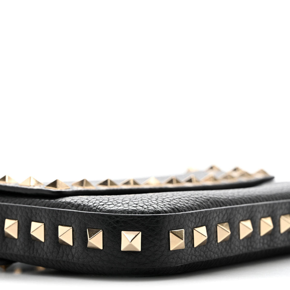 Grainy Calfskin Rockstud Crossbody Pouch Black