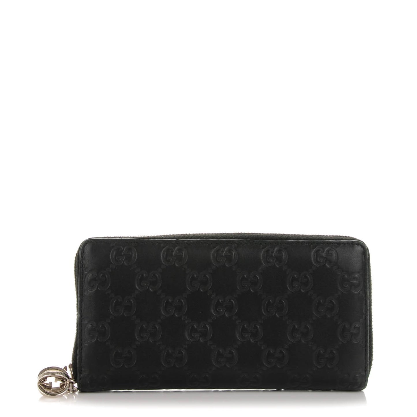 Guccissima Large Twins Zip Around Wallet Black