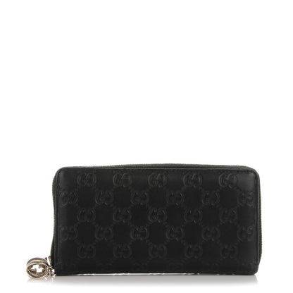 Gucci Guccissima Large Twins Zip Around Wallet Black 1 of 10