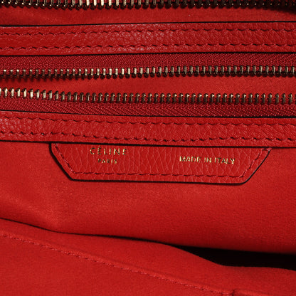 Celine Drummed Leather Shoulder Luggage Red 7 of 8