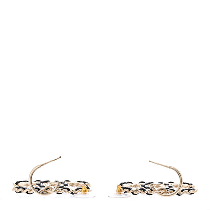 Chanel Crystal Lambskin Chain CC Vintage Allure Stud Earrings Black Gold 3 of 5