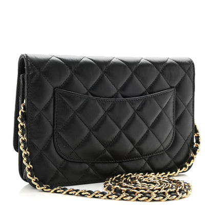 Chanel Lambskin Quilted Wallet On Chain WOC Black 3 of 14