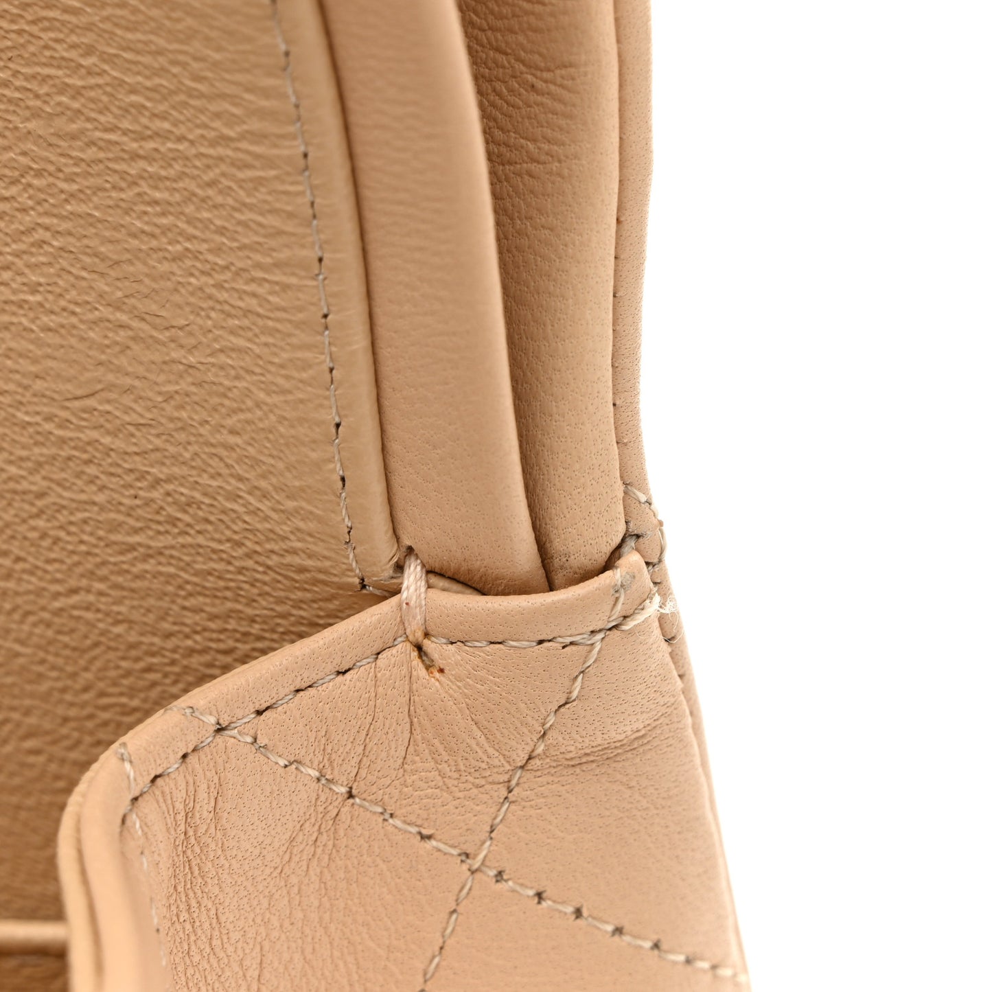 Lambskin Quilted Medium Double Flap Beige