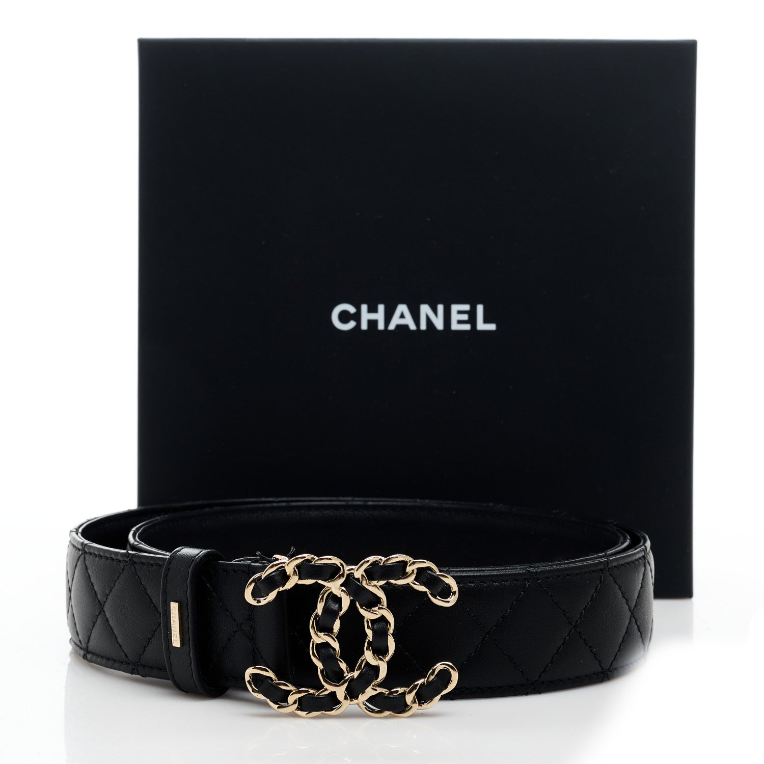 Chanel Calfskin Quilted CC Chain Belt 85 34 Black 8 of 8