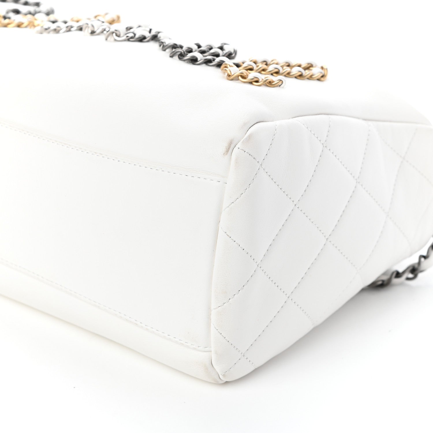 Chanel Calfskin Chain 20s Signature Hobo White 11 of 11