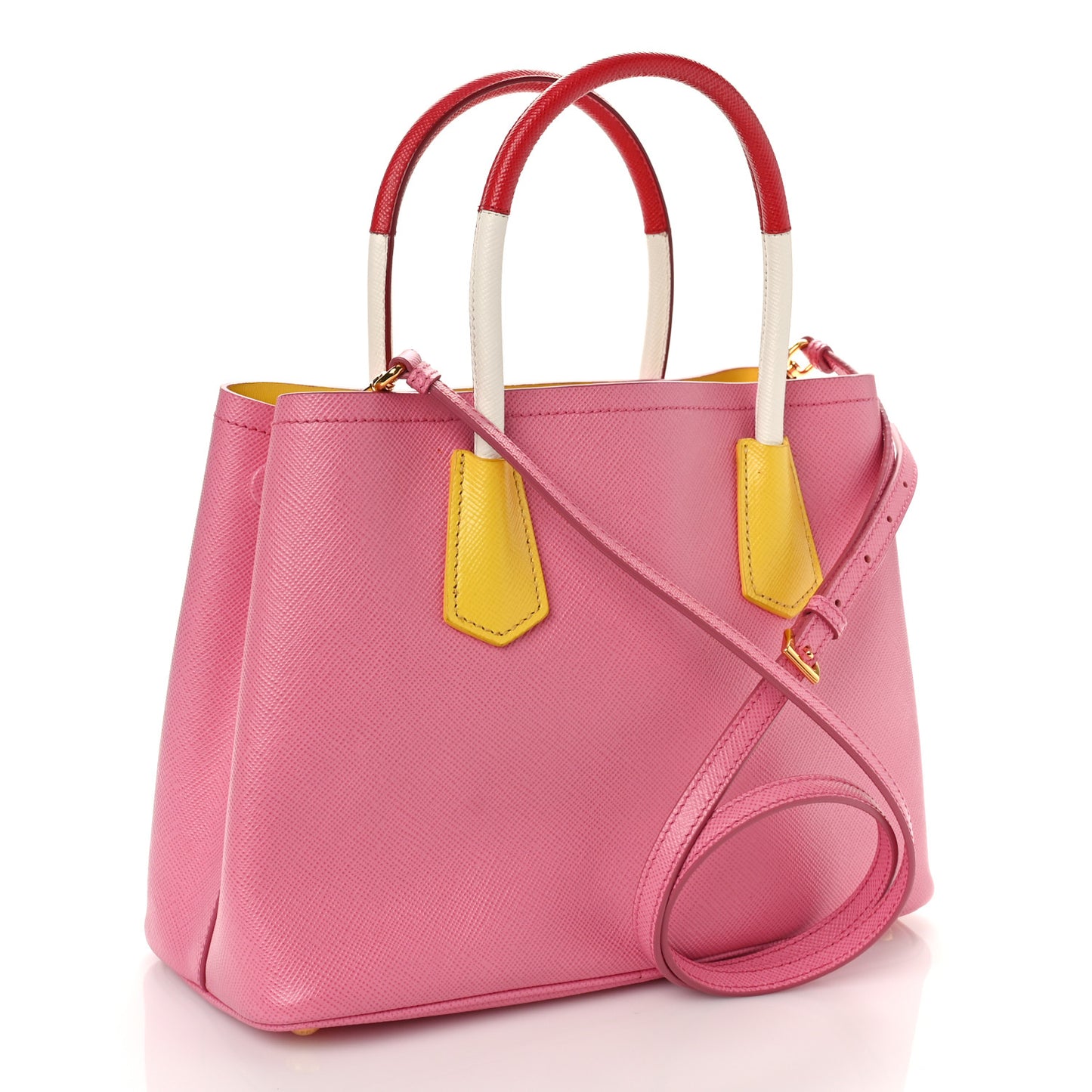 Saffiano Cuir Small Bi-Color Double Bag Begonia Sole