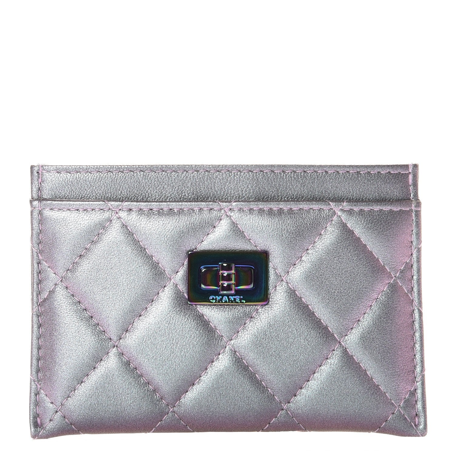 Chanel Iridescent Lambskin Quilted Reissue Card Holder Light Purple 1 of 9