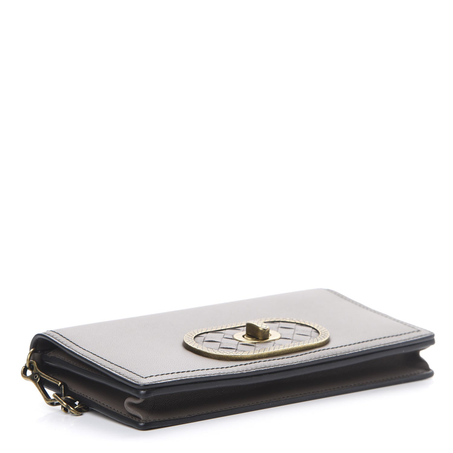 Bottega Veneta Nappa Intrecciato Ellittica Chain Wallet New Steel 3 of 10