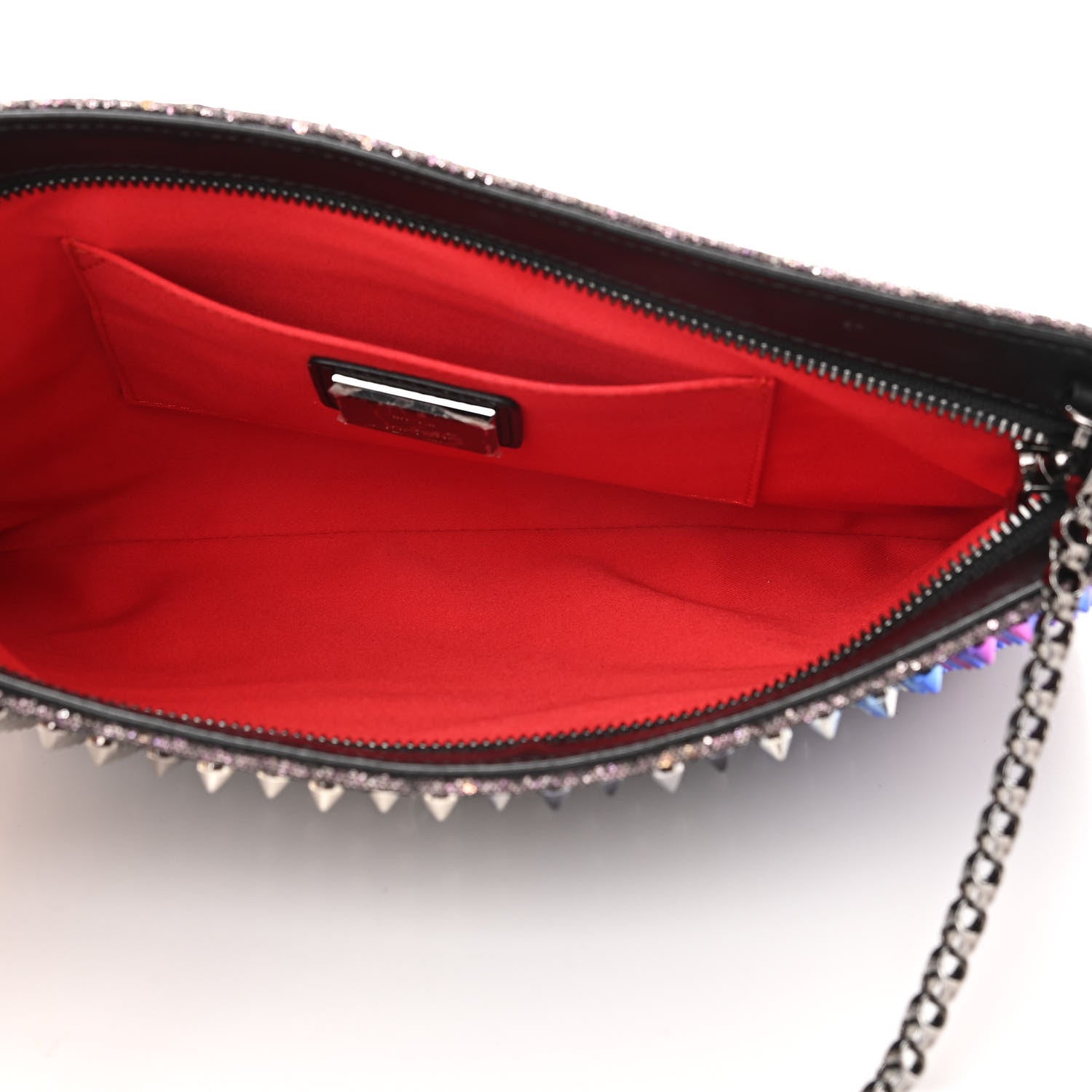 Christian Louboutin Glitter Calfskin Studded Loubiposh Chain Clutch Multicolor 5 of 9