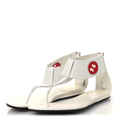 Gucci Calfskin GG Zip Thong Sandals 40.5 White 4 of 16