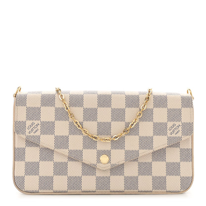 Louis Vuitton Damier Azur Pochette Felicie Chain Wallet Rose Ballerine 1 of 11
