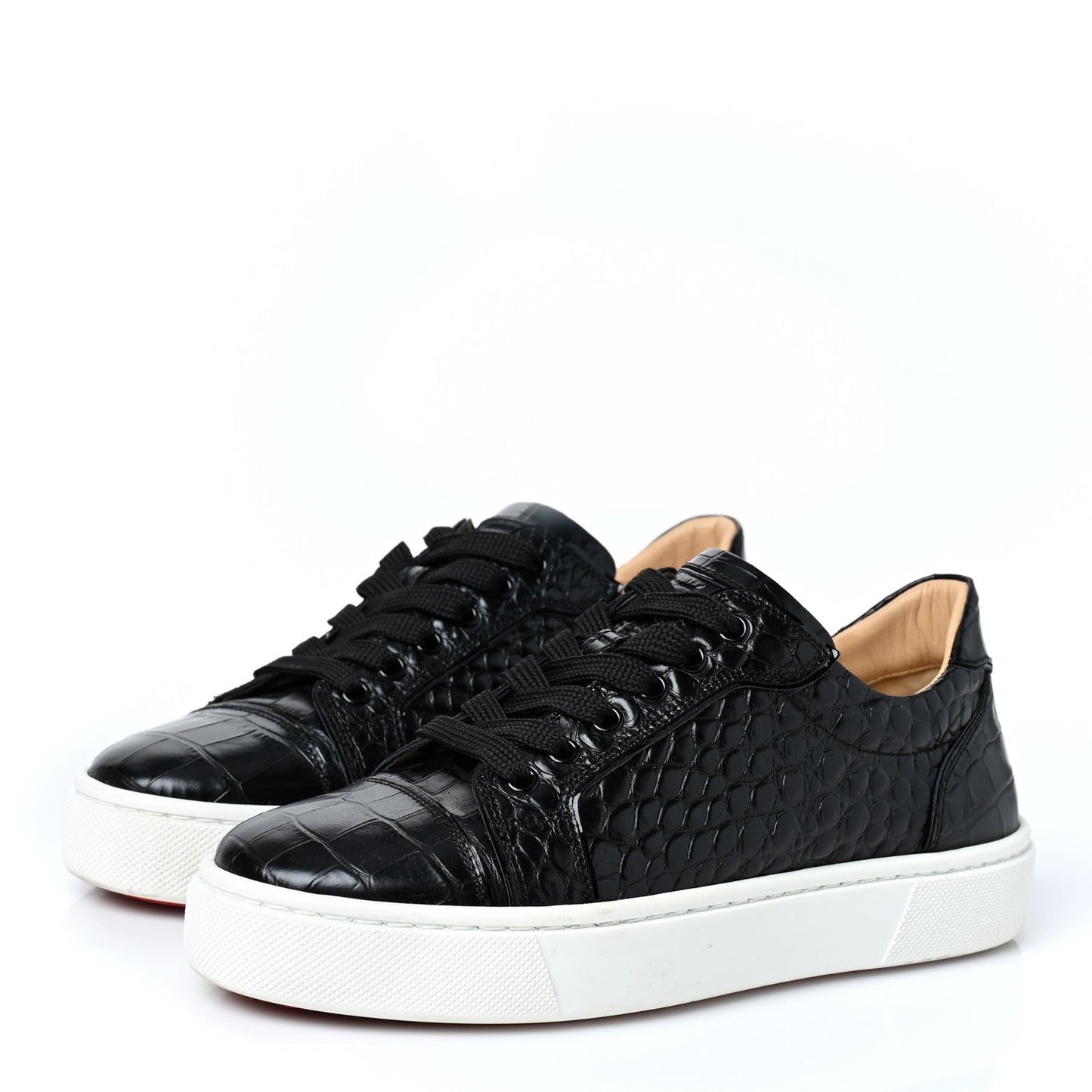 Calfskin Alligator Embossed Vieirissima Orlato Flat Sneakers 39 Black