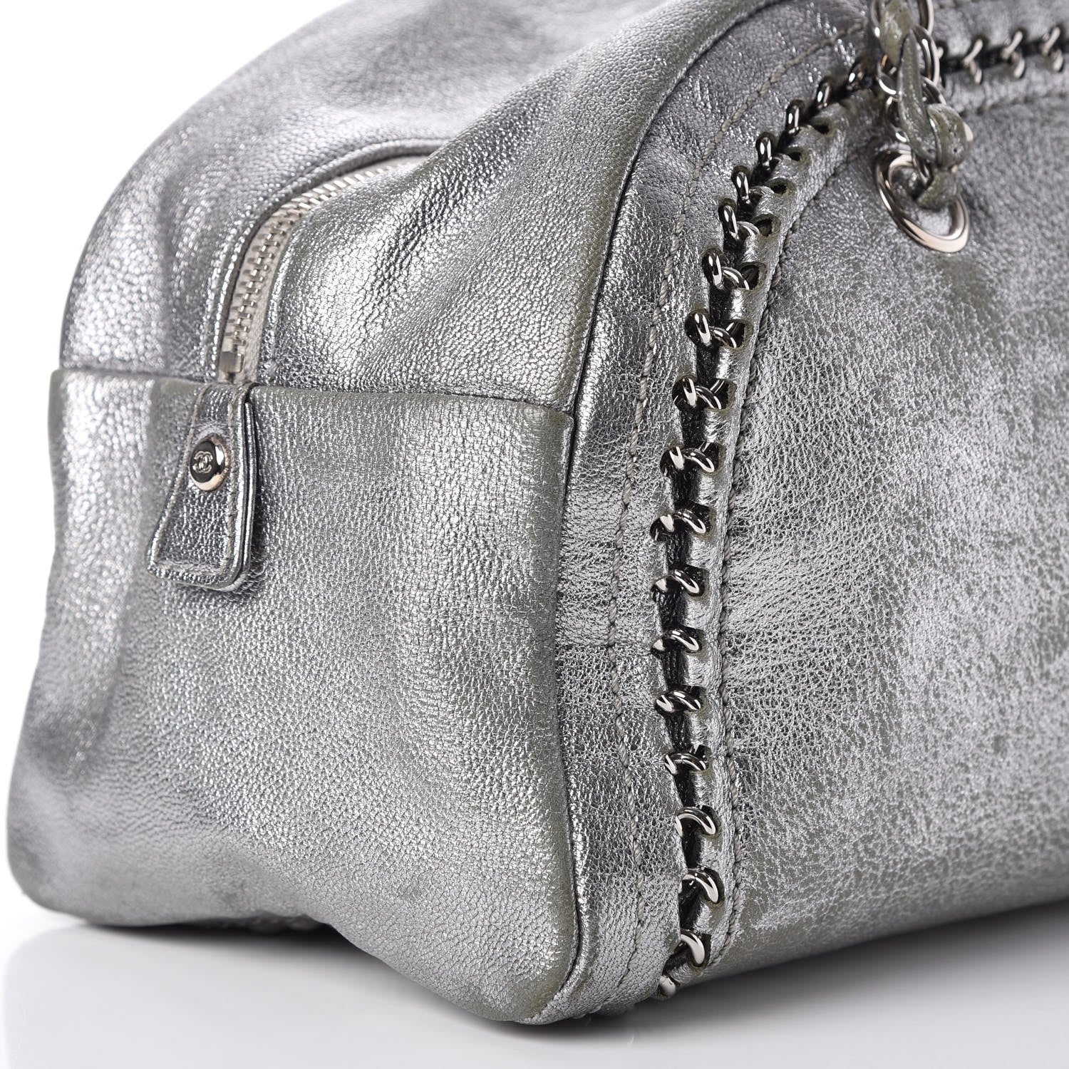 Chanel Metallic Goatskin Medium Luxe Ligne Bowler Tote Silver 19 of 23
