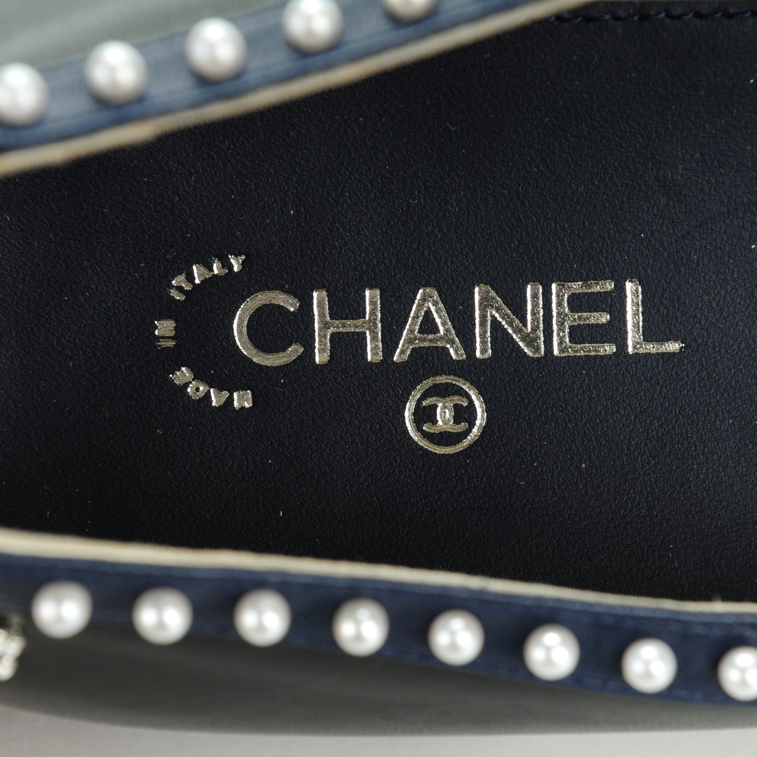 Chanel Lambskin Cap Toe Pearl CC Ballerina Flats 40.5 Black Navy 7 of 9