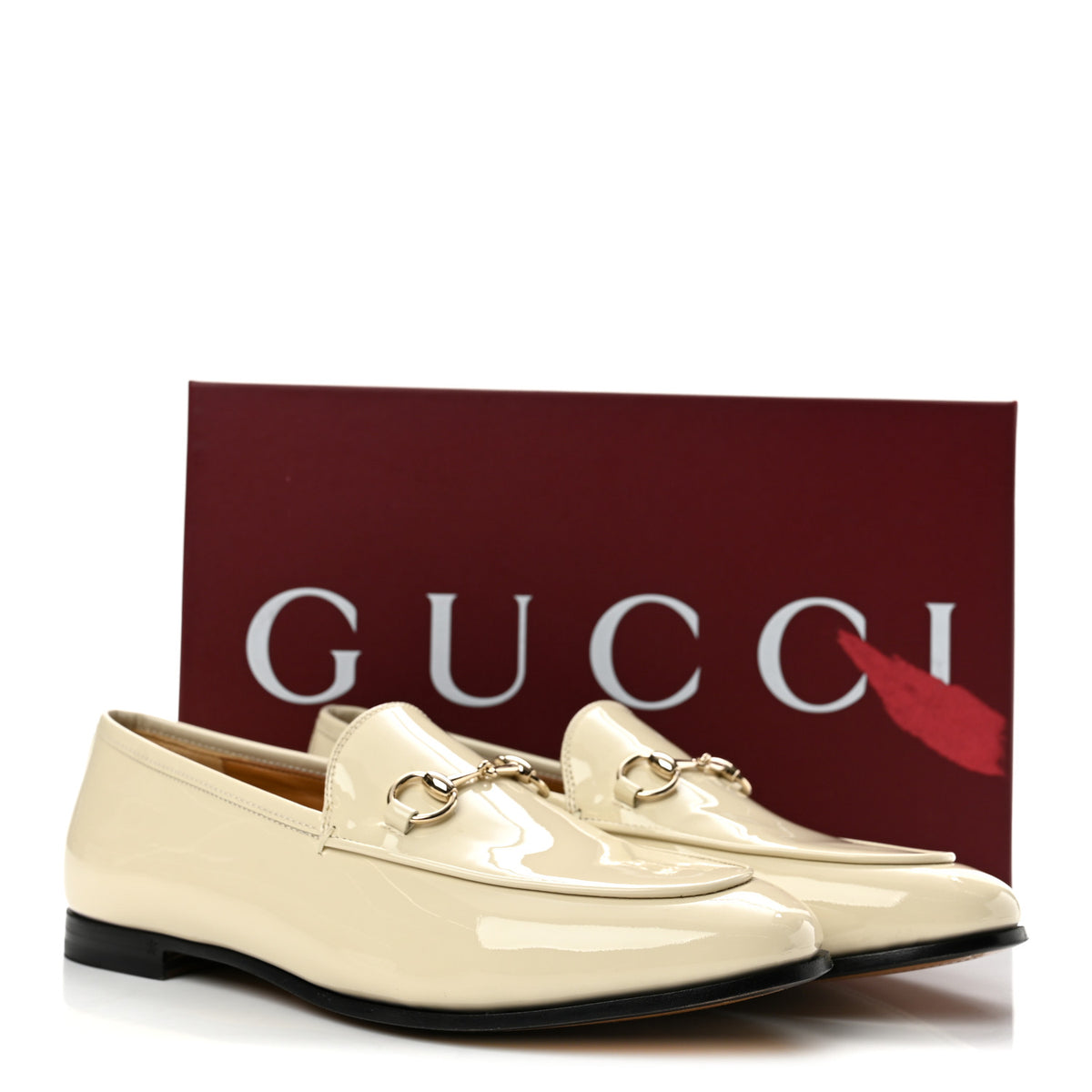 Gucci Patent Womens Jordaan Loafers 38.5 New Ivory 11 of 11