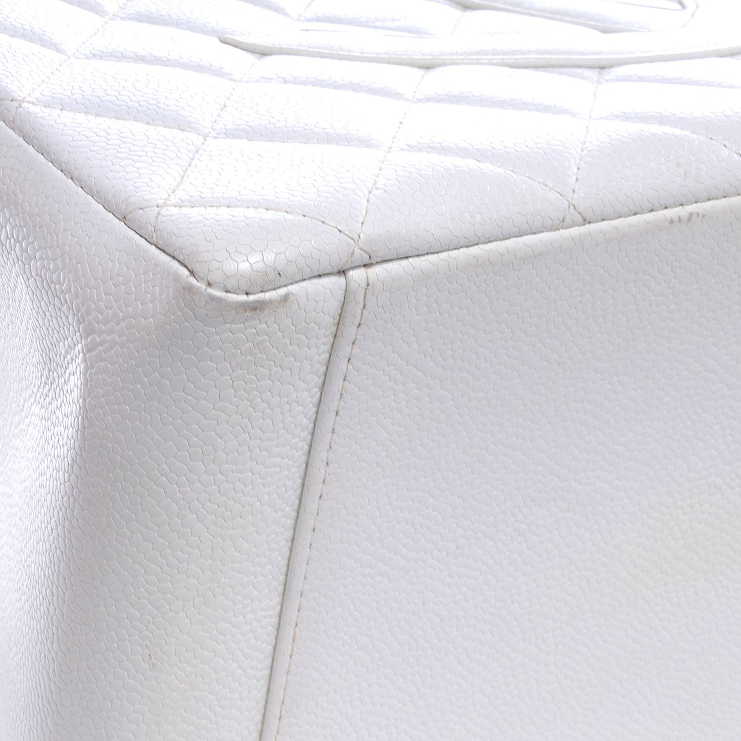 Caviar Quilted Grand Shopping Tote GST White