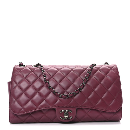 Chanel Lambskin Quilted Jumbo Grocery By Chanel Drawstring Shopping Bag Dark Pink 1 of 10