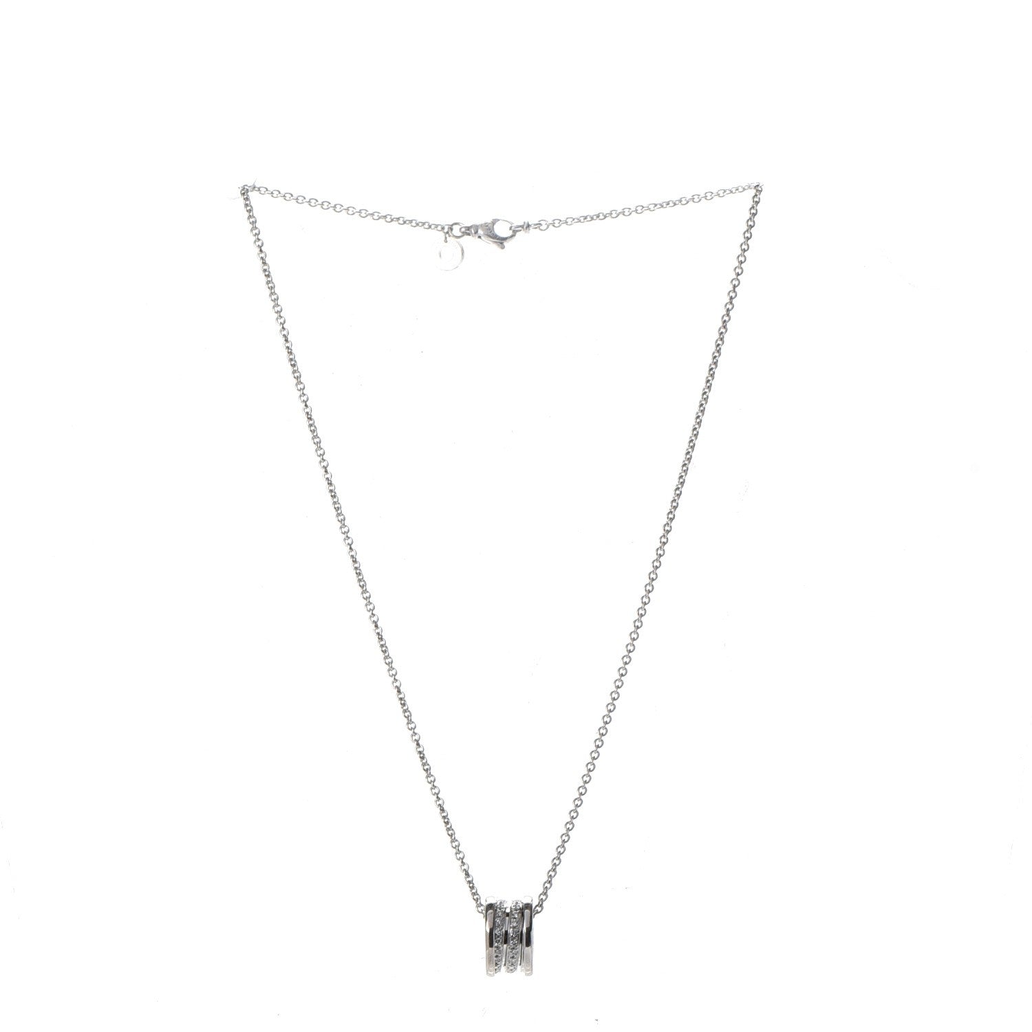 Bulgari 18K White Gold Diamond B.Zero1 Pave Pendant Necklace 3 of 7