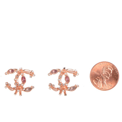 Chanel Crystal CC Earrings Pink 2 of 5