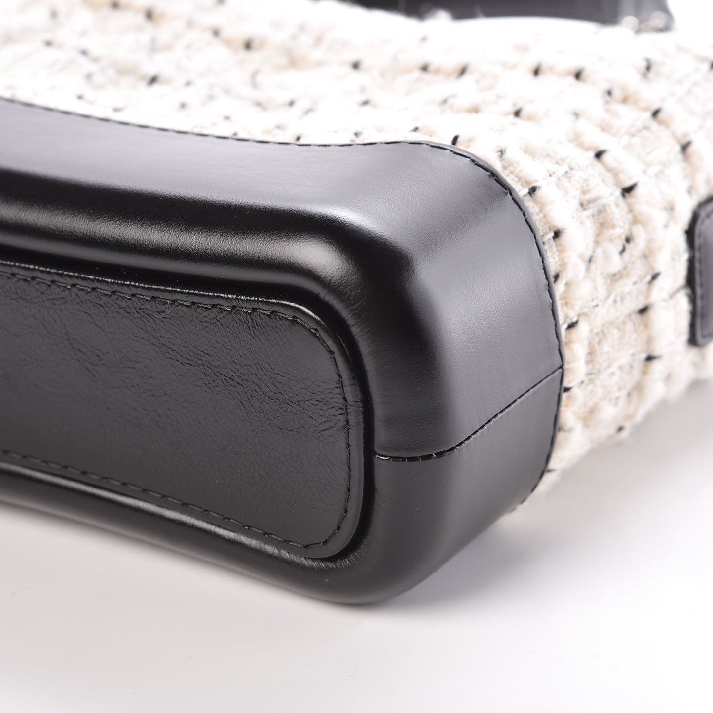 Tweed Calfskin Quilted Small Gabrielle Hobo Ivory Black