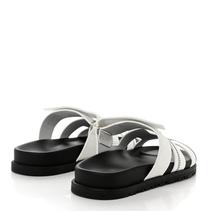 Hermes Calfskin Stars Womens Chypre Sandals 35 White 4 of 9