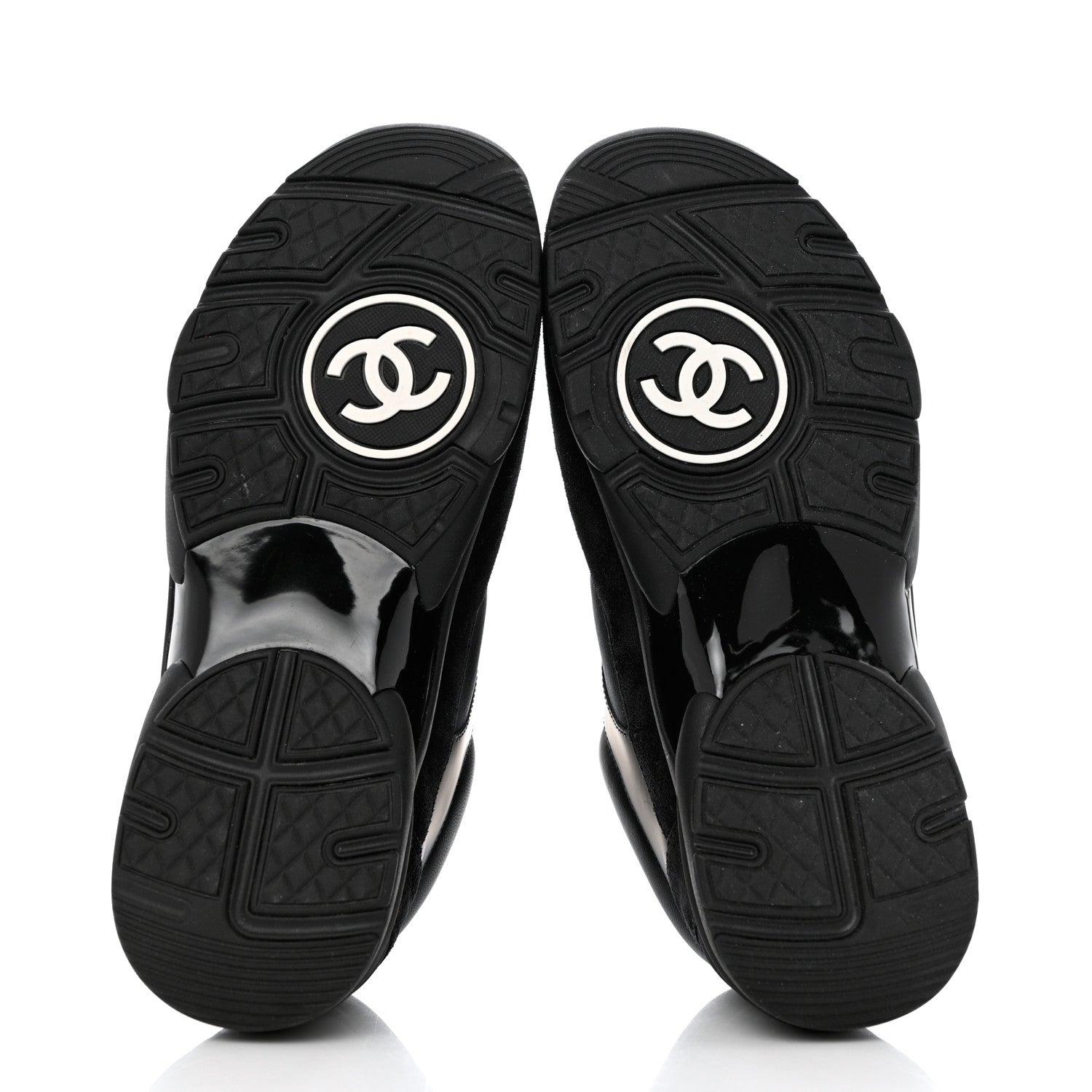 Chanel Fabric Calfskin Suede CC Sneakers 39 Black 5 of 9