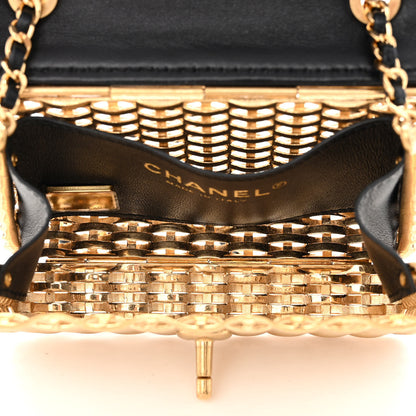 Chanel Woven Metal Lambskin Quilted Small Flap Black Gold 5 of 11