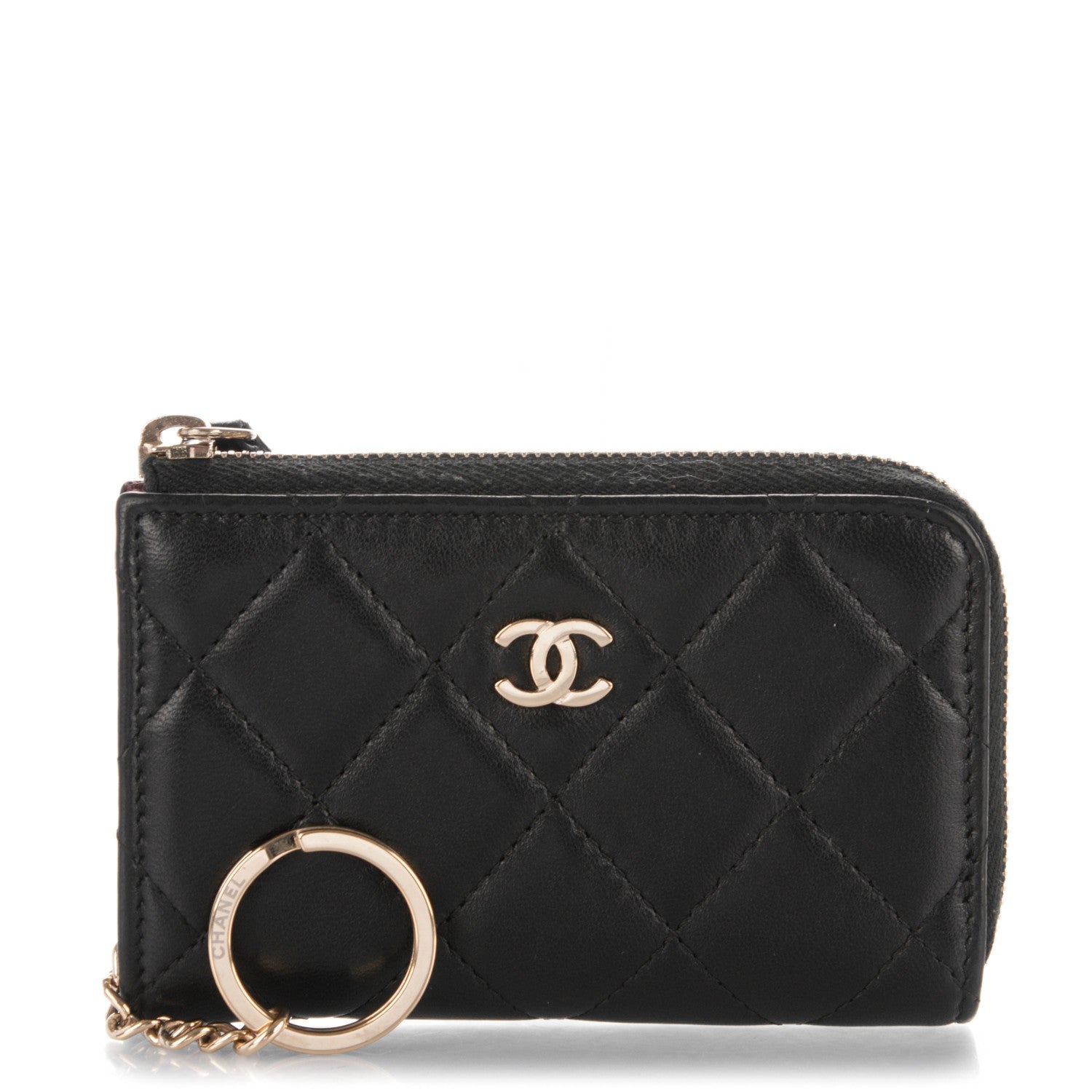 Chanel Lambskin Quilted Key Holder Case Black 1 of 7