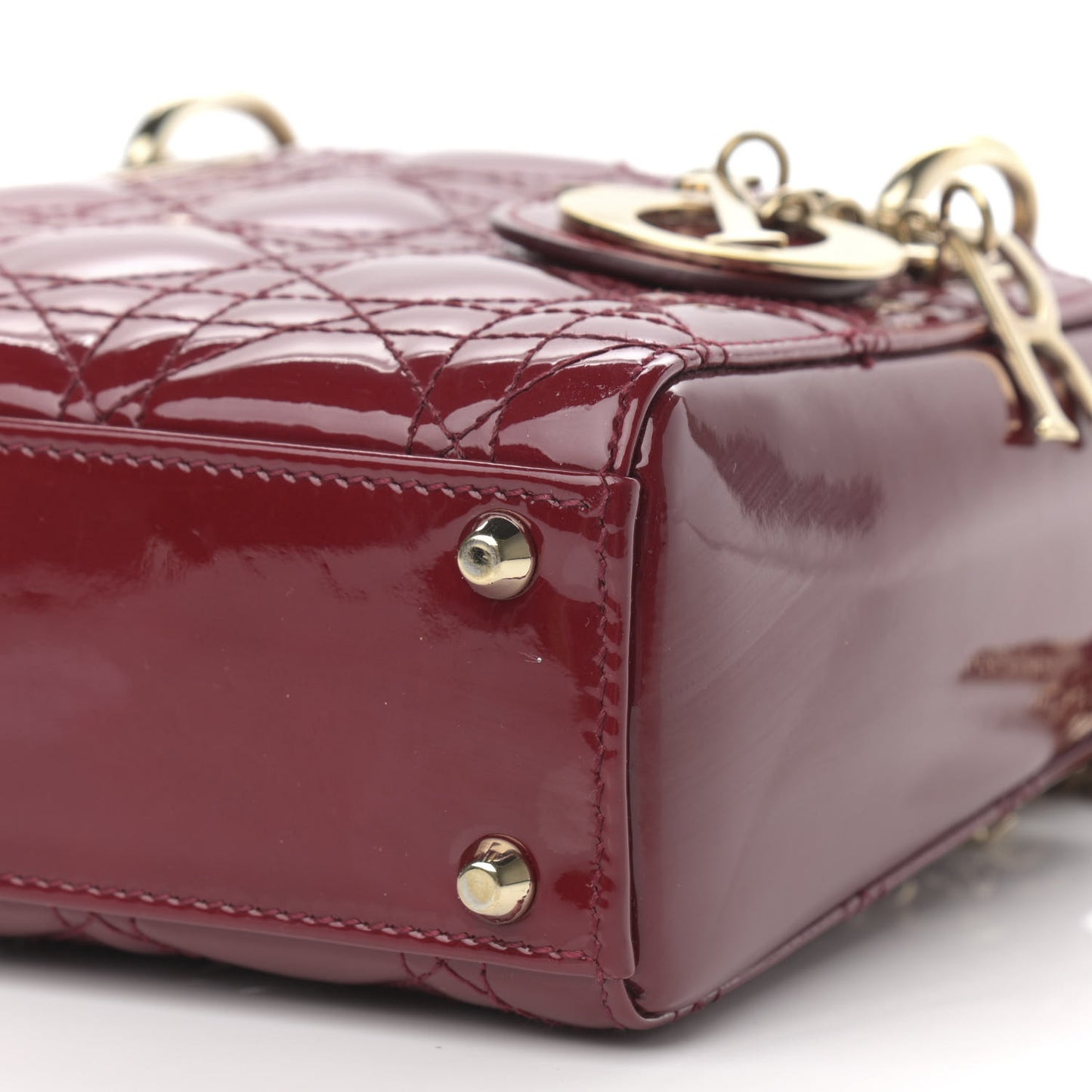Patent Cannage Mini Lady Dior Red