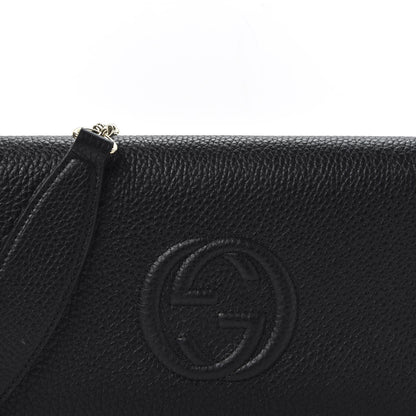 Gucci Pebbled Calfskin Soho Wallet on Chain Black 8 of 9